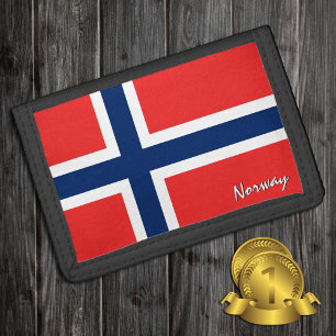 Norway wallet, Norwegian Flag patriot /sports Trifold Wallet