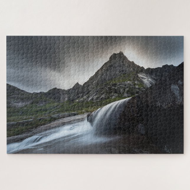 Norway Waterfall Landscape Photography Jigsaw Puzzle (Horizontal)
