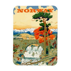 Norway, waterfall under the bridge, magnet