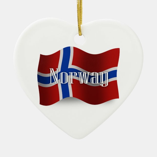Norway Waving Flag Ceramic Ornament (Front)