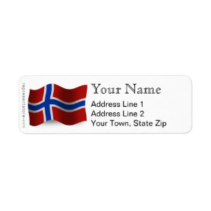 Norway Waving Flag Label