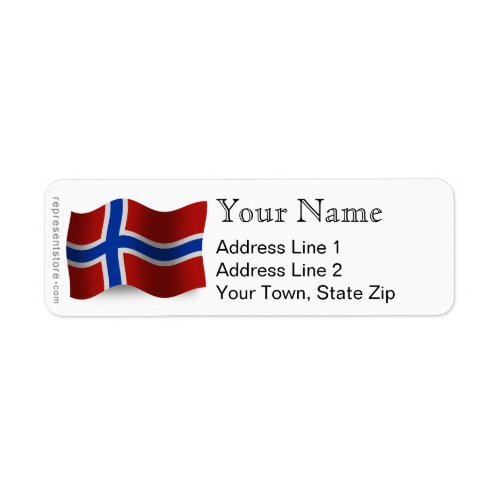 Norway Waving Flag Label