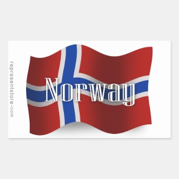 Norway Waving Flag Rectangular Sticker by representshop at Zazzle