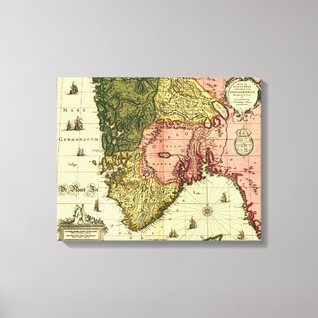 NorwayPanoramic MapNorway Canvas Print (Front)