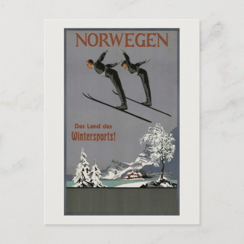 Norwegen Norway Vintage Poster 1930 Postcard