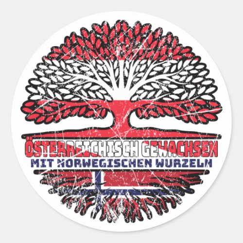 Norwegen Norwegisch sterreichisch sterreich Baum Classic Round Sticker