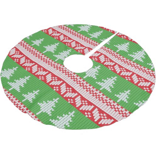 Norwegian Alpine Christmas Tree Pattern Brushed Polyester Tree Skirt