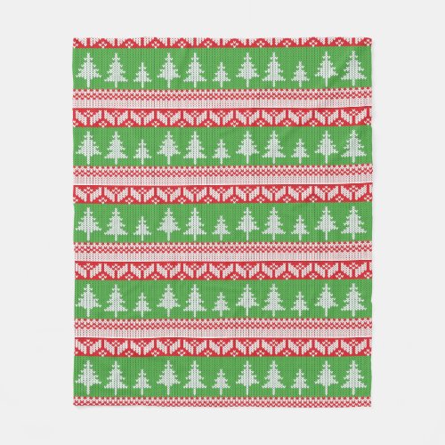 Norwegian Alpine Christmas Tree Pattern Fleece Blanket