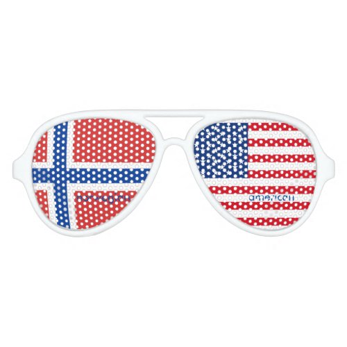 Norwegian American Flag Aviator Sunglasses