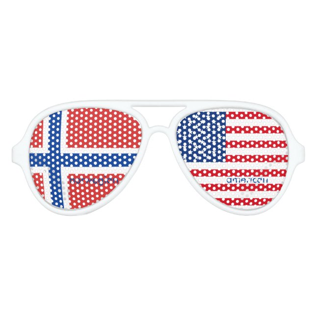 Norwegian American Flag Aviator Sunglasses (Front)