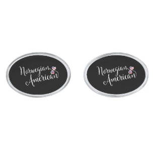 Norwegian American Flag Heart, Norway Cufflinks