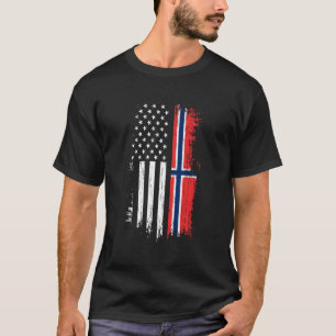 Norwegian American Flag Pride Norway Usa T-Shirt