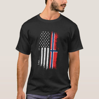 Norwegian American Flag Pride Norway Usa T-Shirt