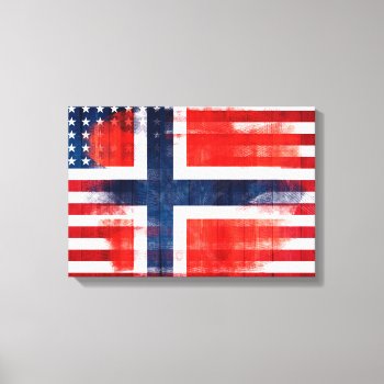 Norwegian American Flag | Wood & Paint Strokes Canvas Print by SnappyDressers at Zazzle