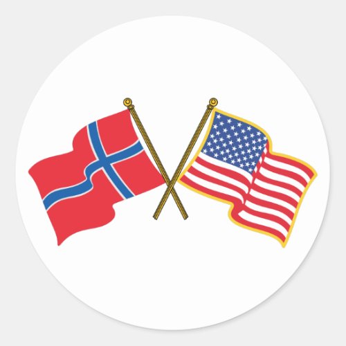 Norwegian American Flags Classic Round Sticker