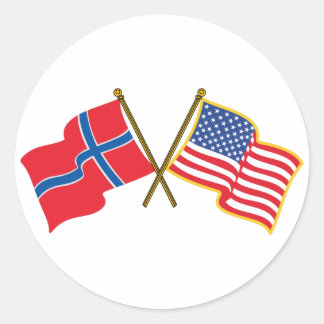 Norwegian American Flags Classic Round Sticker