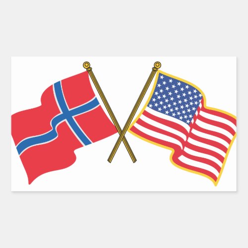 Norwegian American Flags Rectangular Sticker