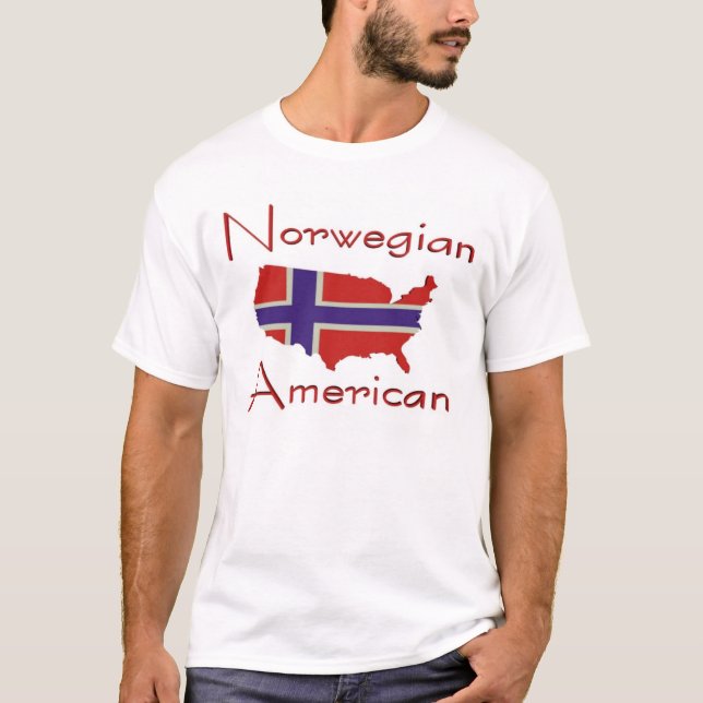 Norwegian American/USA Map T-Shirt (Front)