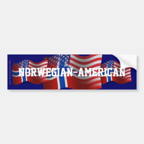 Norwegian_American Waving Flag Bumper Sticker