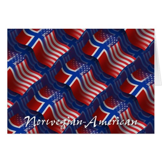 Norwegian-American Waving Flag Cards (Front Horizontal)