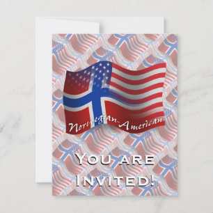Norwegian-American Waving Flag Invitation
