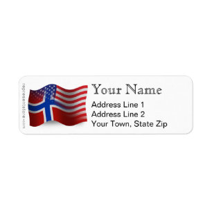 Norwegian-American Waving Flag Label