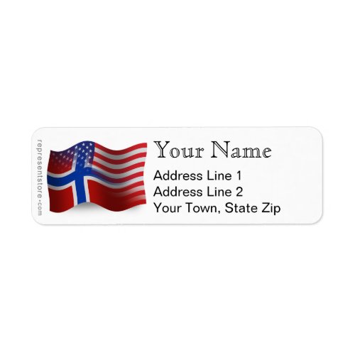 Norwegian_American Waving Flag Label