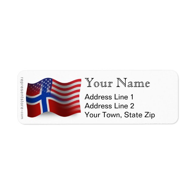 Norwegian-American Waving Flag Label (Front)