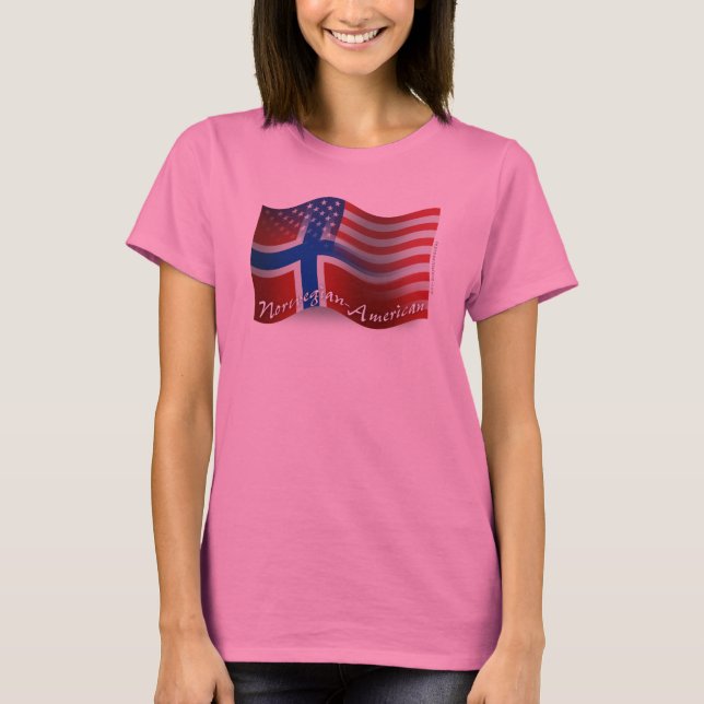 Norwegian-American Waving Flag T-Shirt (Front)