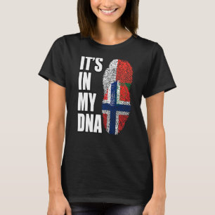 Norwegian And Malagasy Mix DNA Heritage Flag T-Shirt