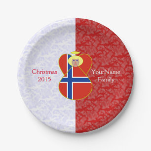 Norwegian Angel Blonde Hair Dressed in Flag Paper Plates