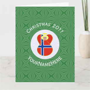 Norwegian Angel Christmas Flag Personalized Card