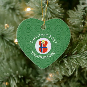 Norwegian Angel Christmas Flag Personalized Ceramic Ornament