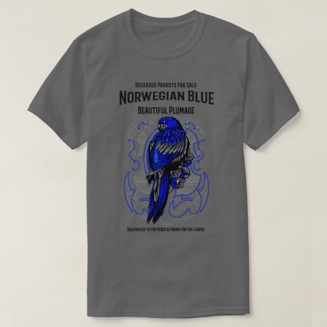 Norwegian Blue Parrot T-Shirt (Design Front)