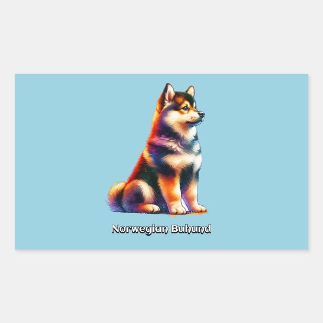 Norwegian Buhound Dog Rectangular Sticker (Front)