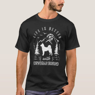 Norwegian Buhund Life Better Mom Dad Dog T-Shirt