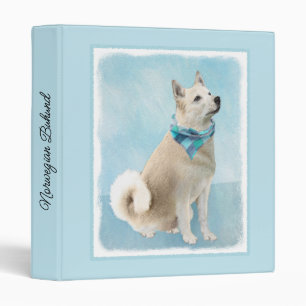 Norwegian Buhund Painting - Cute Original Dog Art 3 Ring Binder