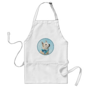Norwegian Buhund Painting - Cute Original Dog Art Adult Apron
