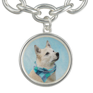 Norwegian Buhund Painting - Cute Original Dog Art Bracelet