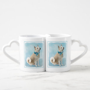Norwegian Buhund Painting - Cute Original Dog Art Coffee Mug Set
