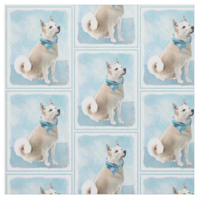 Norwegian Buhund Painting - Cute Original Dog Art Fabric (Swatch)