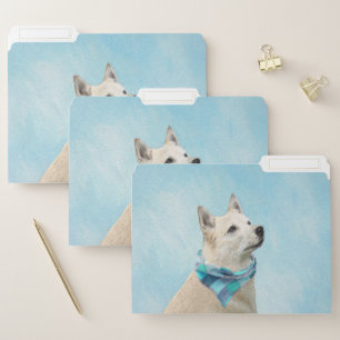 Norwegian Buhund Painting - Cute Original Dog Art File Folder