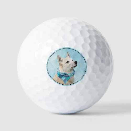 Norwegian Buhund Painting _ Cute Original Dog Art Golf Balls