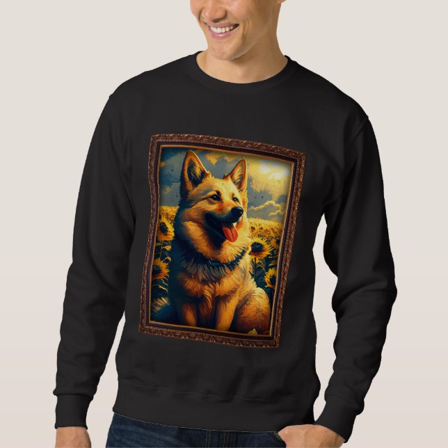 Norwegian Buhund Painting Sunflower Flower Mom Wom Sweatshirt (Front)