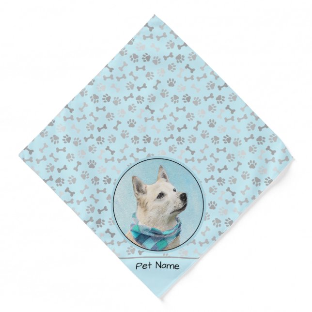 Norwegian Buhund Painting Wheaten Original Dog Art Bandana (Front)