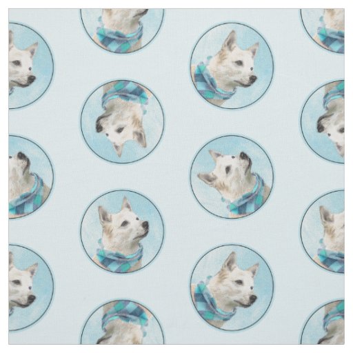 Norwegian Buhund Painting Wheaten Original Dog Art Fabric