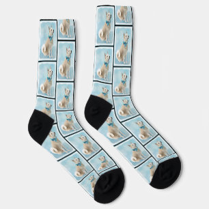 Norwegian Buhund Painting Wheaten Original Dog Art Socks
