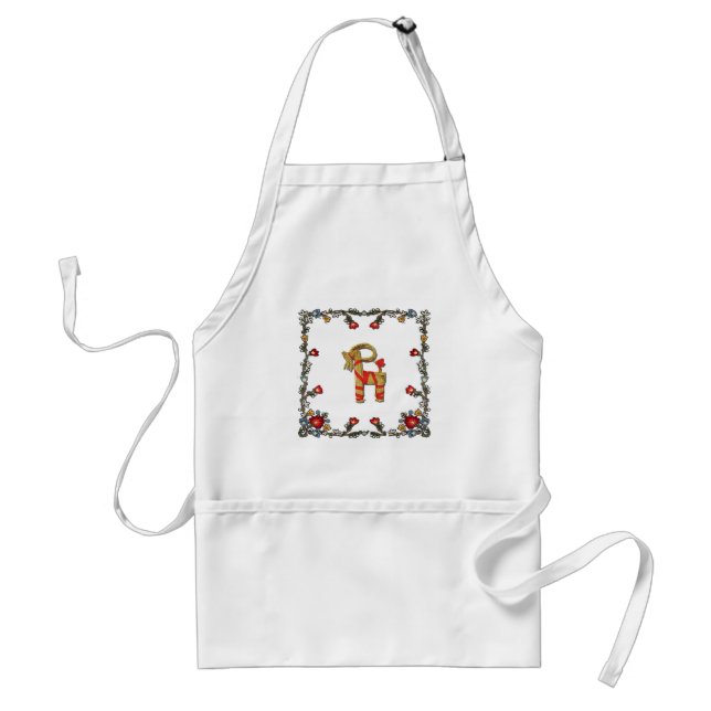 Norwegian Bunad Floral and Julbock Christmas Goat Adult Apron (Front)