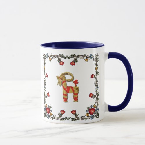 Norwegian Bunad Floral and Julbock Christmas Goat Mug