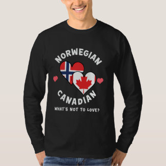 Norwegian Canadian What's Not To Love Heart Flags T-Shirt